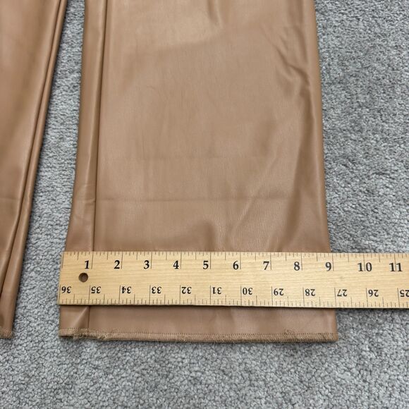Alexia Admor Faux Leather Trouser Pants Women 9 Tan Camel Straight Leg High Rise - Picture 13 of 16